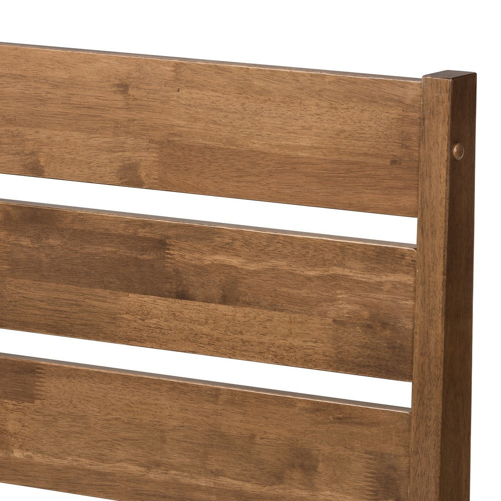Baxton Studio Elmdon Mid-Century Modern Solid Walnut Wood Slatted Headboard Style King Size Platform Bed WHI-SW8066-Walnut-M17-King