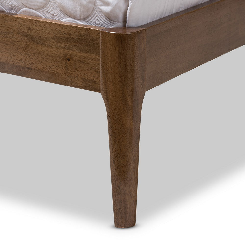 Baxton Studio Jupiter Mid-Century Modern Grey Fabric Upholstered Button-Tufted King Size Platform Bed WHI-SW8085-Walnut-M17-King