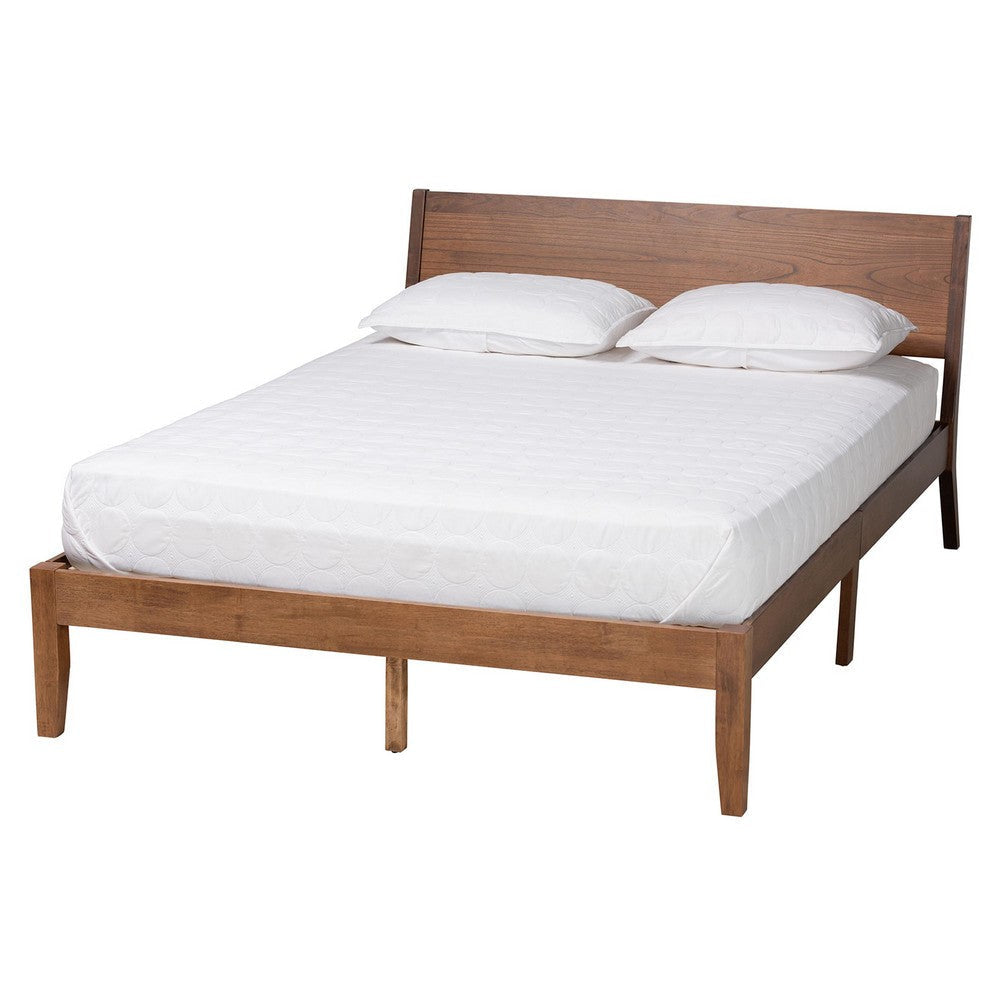Baxton Studio Salvatore Mid-Century Modern Walnut Brown Finished Wood King Size Platform Bed WHI-SW8521-Walnut-King