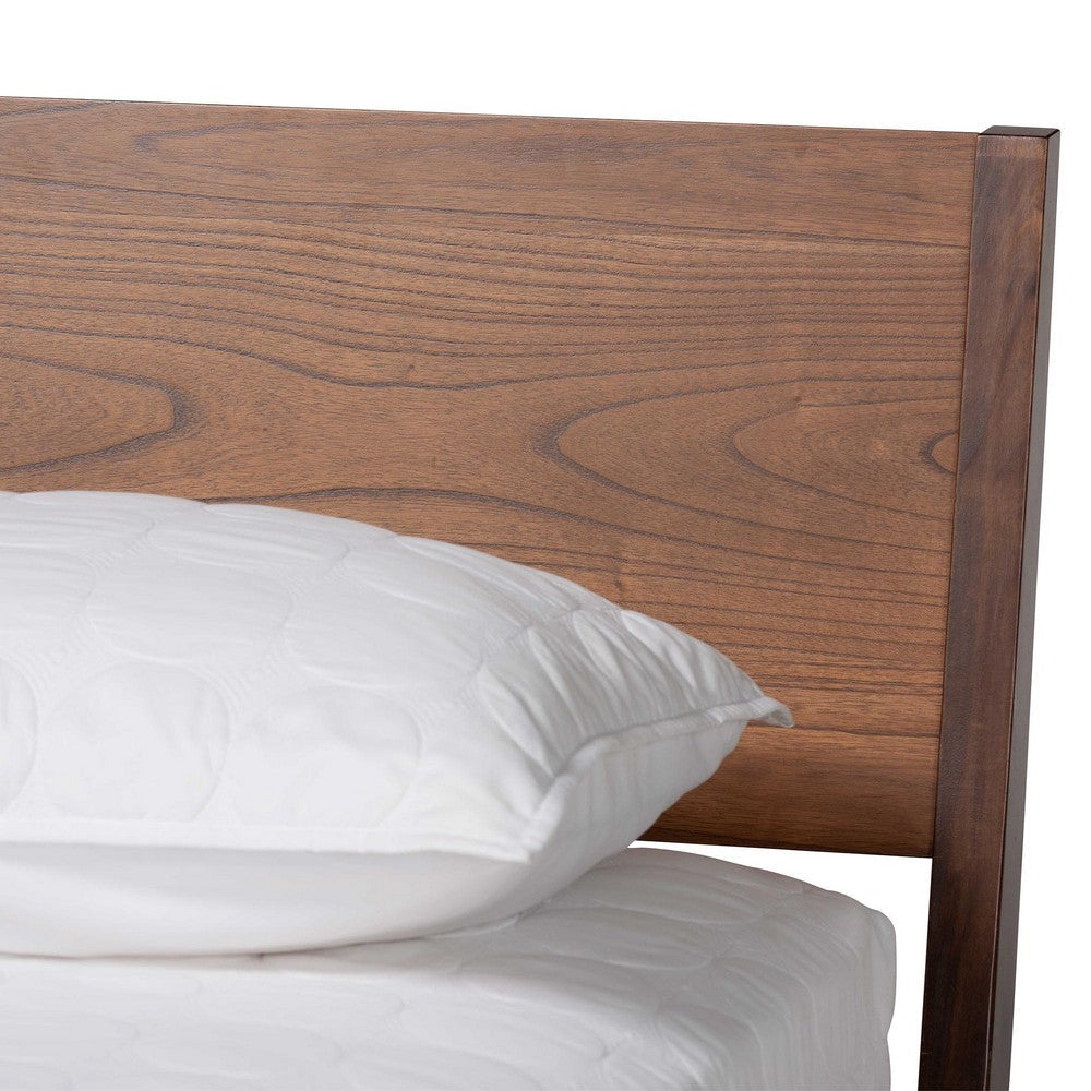 Baxton Studio Salvatore Mid-Century Modern Walnut Brown Finished Wood King Size Platform Bed WHI-SW8521-Walnut-King