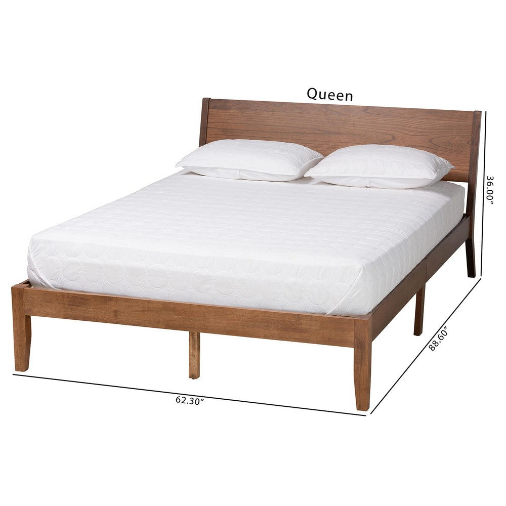 Baxton Studio Salvatore Mid-Century Modern Walnut Brown Finished Wood King Size Platform Bed WHI-SW8521-Walnut-King
