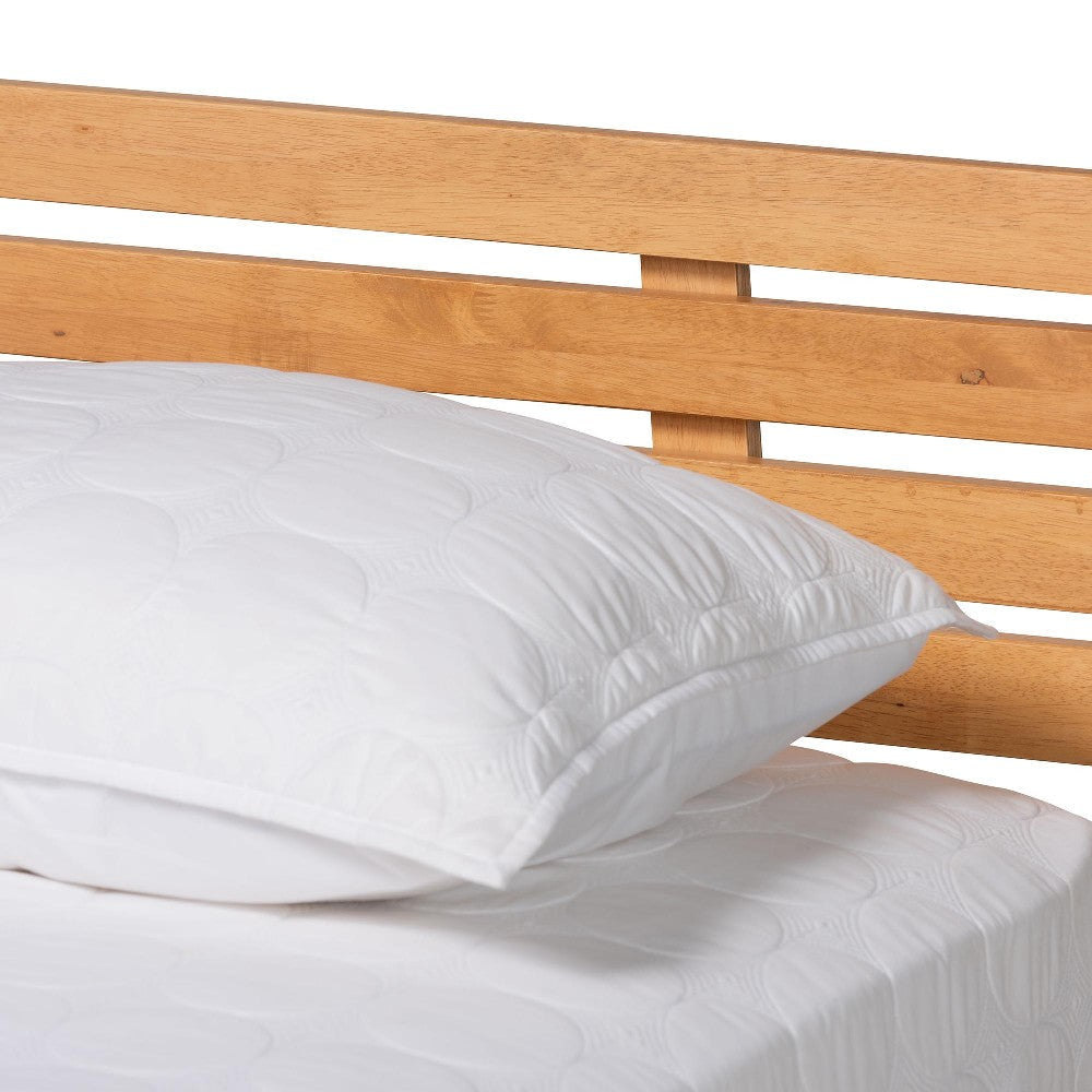 Baxton Studio Joaquin Modern Japandi Rustic Brown Finished Wood Queen Size Platform Bed WHI-SW8523-Rustic-Brown-Queen