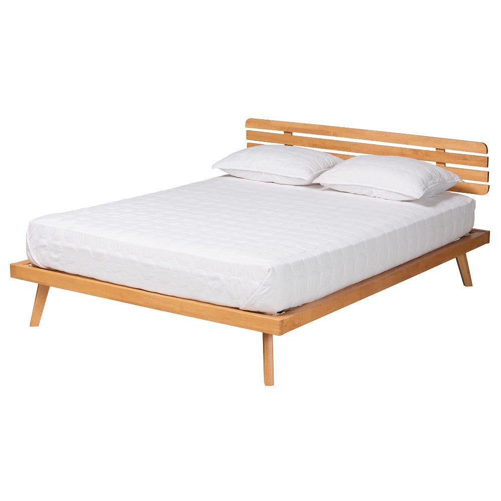 Baxton Studio Joaquin Modern Japandi Rustic Brown Finished Wood Queen Size Platform Bed WHI-SW8523-Rustic-Brown-Queen