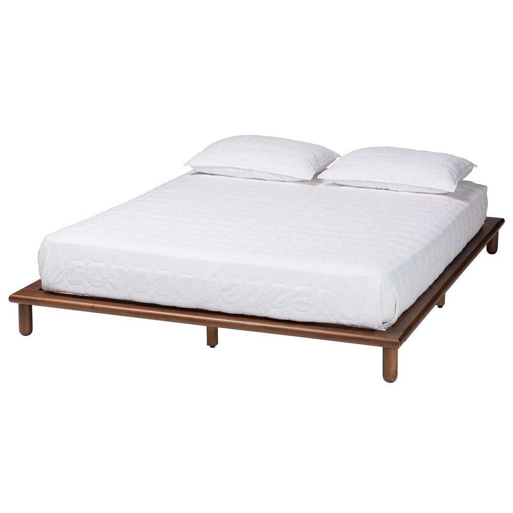 Baxton Studio Alivia Mid-Century Modern Walnut Brown Finished Wood King Size Bed Frame WHI-SW8539-Walnut-King