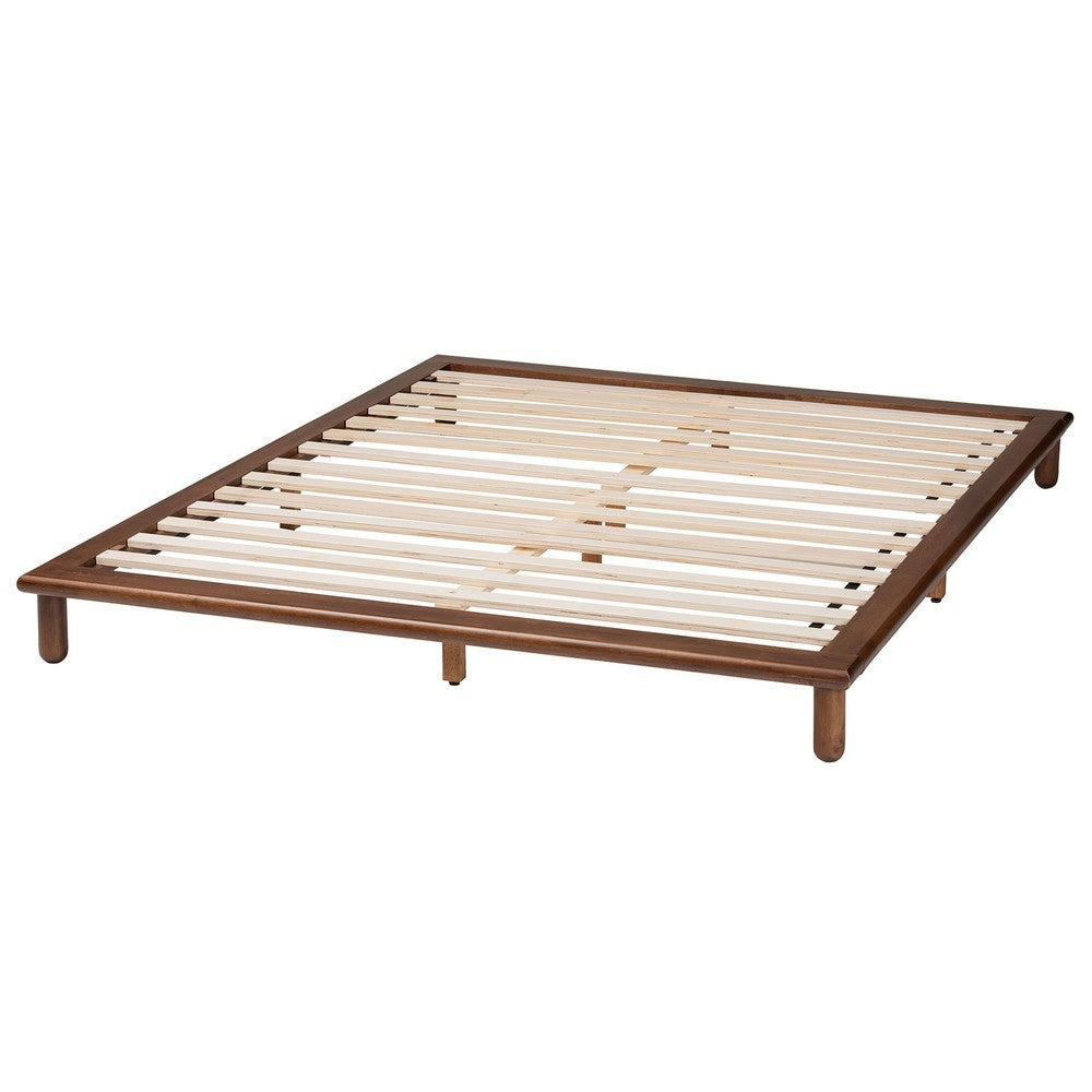 Baxton Studio Alivia Mid-Century Modern Walnut Brown Finished Wood King Size Bed Frame WHI-SW8539-Walnut-King