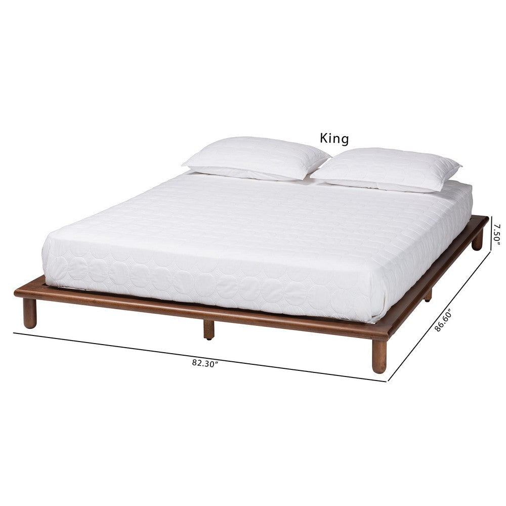 Baxton Studio Alivia Mid-Century Modern Walnut Brown Finished Wood King Size Bed Frame WHI-SW8539-Walnut-King