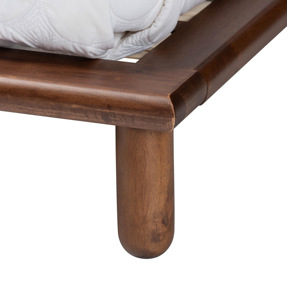 Baxton Studio Alivia Mid-Century Modern Walnut Brown Finished Wood Queen Size Bed Frame WHI-SW8539-Walnut-Queen