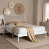 Baxton Studio Louetta Coastal White King Size Platform Bed with Carved Contrasting Headboard WHI-SW8591-White-King