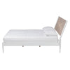 Baxton Studio Louetta Coastal White King Size Platform Bed with Carved Contrasting Headboard WHI-SW8591-White-King