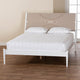Baxton Studio Louetta Coastal White King Size Platform Bed with Carved Contrasting Headboard