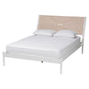 Baxton Studio Louetta Coastal White Queen Size Platform Bed with Carved Contrasting Headboard WHI-SW8591-White-Queen