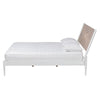 Baxton Studio Louetta Coastal White Queen Size Platform Bed with Carved Contrasting Headboard WHI-SW8591-White-Queen
