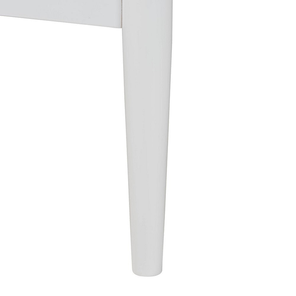 Baxton Studio Louetta Coastal White Queen Size Platform Bed with Carved Contrasting Headboard WHI-SW8591-White-Queen