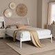 Baxton Studio Louetta Coastal White Queen Size Platform Bed with Carved Contrasting Headboard WHI-SW8591-White-Queen