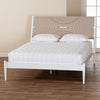 Baxton Studio Louetta Coastal White Queen Size Platform Bed with Carved Contrasting Headboard