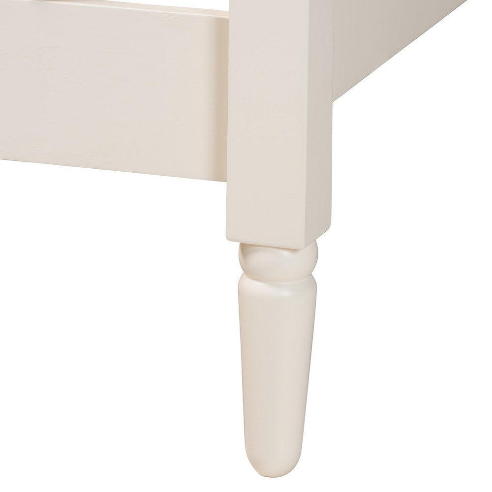 Baxton Studio Braith Farmhouse Ivory Spindle Wood Queen Size Platform Bed WHI-SW8620-Ivory-Queen