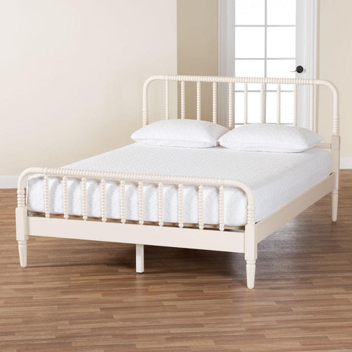 Baxton Studio Braith Farmhouse Ivory Spindle Wood Queen Size Platform Bed