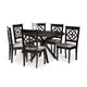 Baxton Studio Sadie Modern and Contemporary Grey Fabric Upholstered and Dark Brown Finished Wood 7-Piece Dining Set