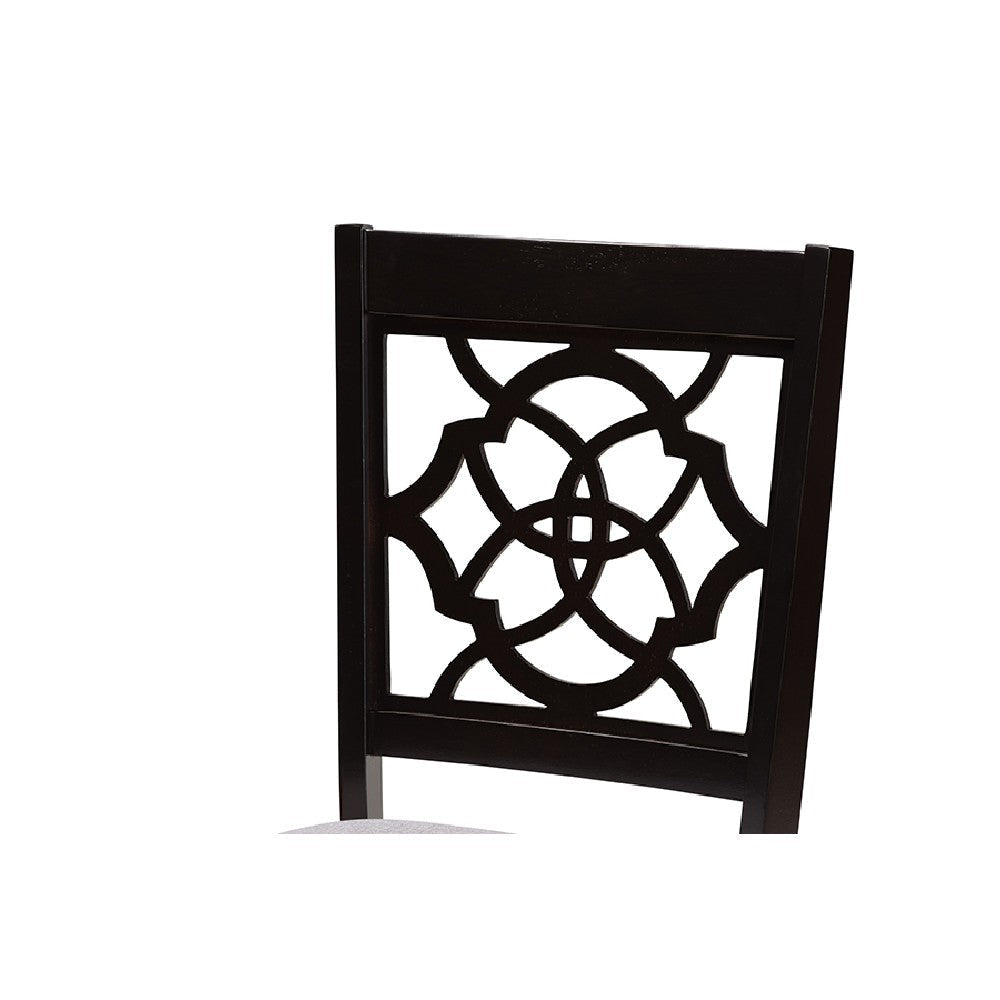 Baxton Studio Sadie Modern and Contemporary Grey Fabric Upholstered and Dark Brown Finished Wood 7-Piece Dining Set