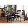 Baxton Studio Sadie Modern and Contemporary Grey Fabric Upholstered and Dark Brown Finished Wood 7-Piece Dining Set