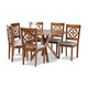 Baxton Studio Sadie Modern and Contemporary Grey Fabric Upholstered and Walnut Brown Finished Wood 7-Piece Dining Set
