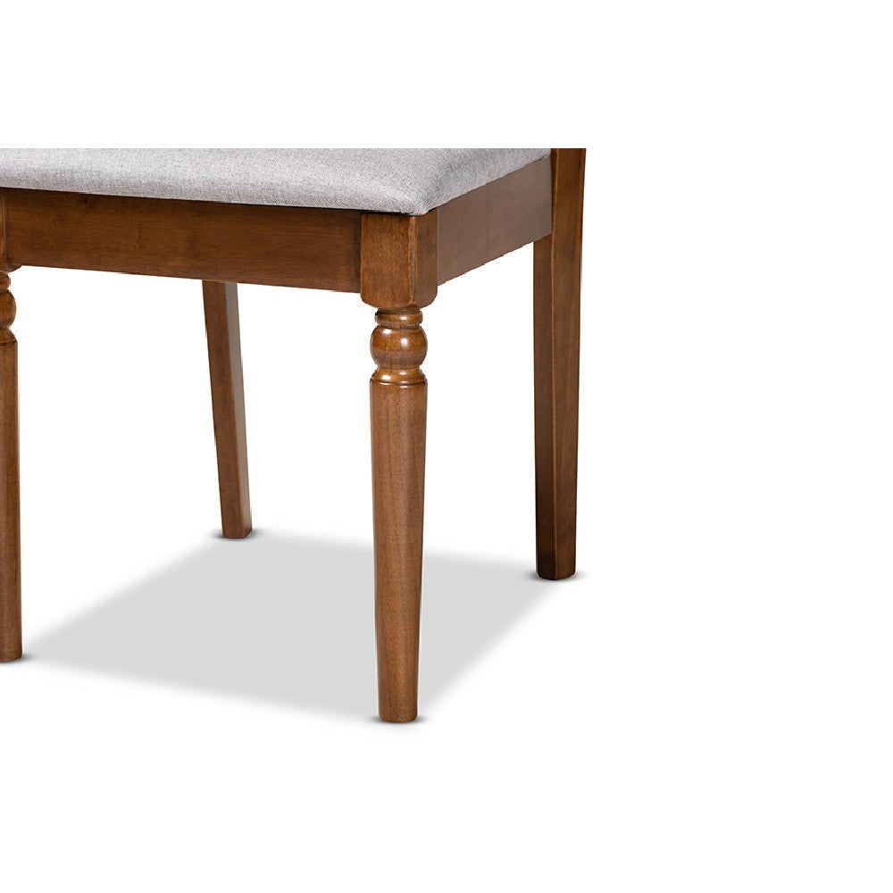 Baxton Studio Sadie Modern and Contemporary Grey Fabric Upholstered and Walnut Brown Finished Wood 7-Piece Dining Set