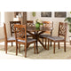 Baxton Studio Sadie Modern and Contemporary Grey Fabric Upholstered and Walnut Brown Finished Wood 7-Piece Dining Set