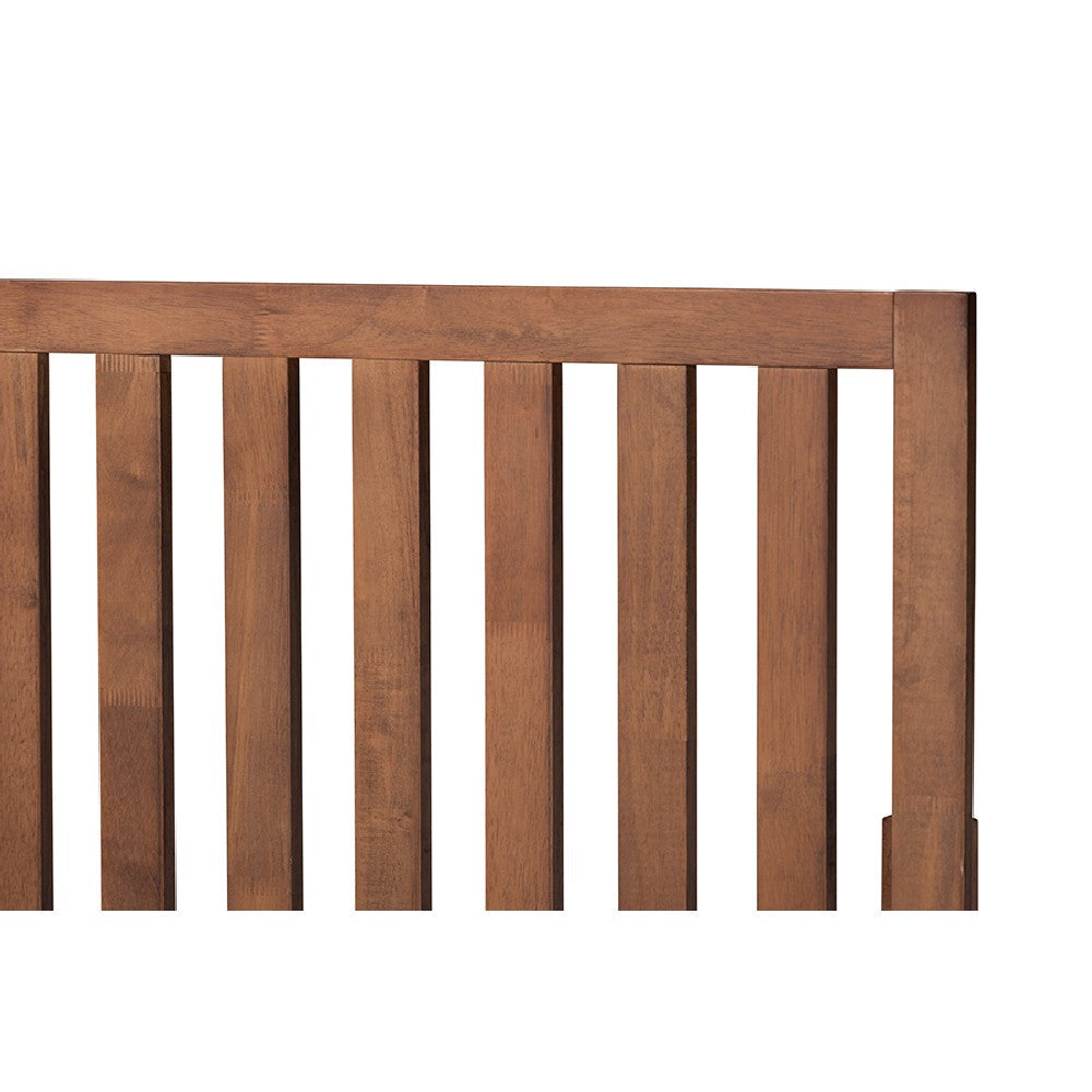 Baxton Studio Saki Mid-Century Modern Walnut Brown Finished Wood Queen Size Platform Bed