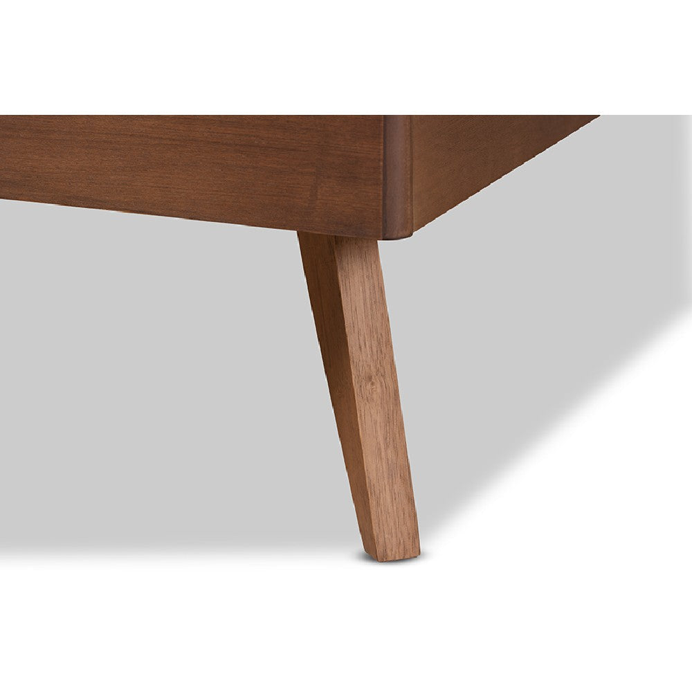 Baxton Studio Saki Mid-Century Modern Walnut Brown Finished Wood Queen Size Platform Bed