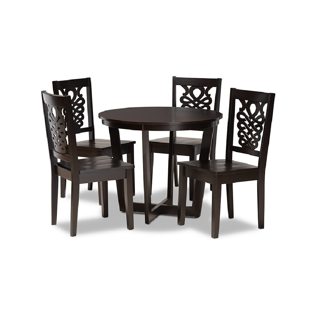 Baxton Studio Salida Modern and Contemporary Transitional Dark Brown Finished Wood 5-Piece Dining Set