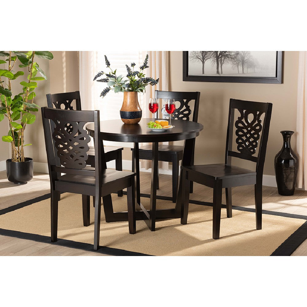 Baxton Studio Salida Modern and Contemporary Transitional Dark Brown Finished Wood 5-Piece Dining Set