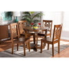 Baxton Studio Salida Modern and Contemporary Transitional Walnut Brown Finished Wood 5-Piece Dining Set