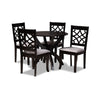 Baxton Studio Sandra Modern and Contemporary Grey Fabric Upholstered and Dark Brown Finished Wood 5-Piece Dining Set