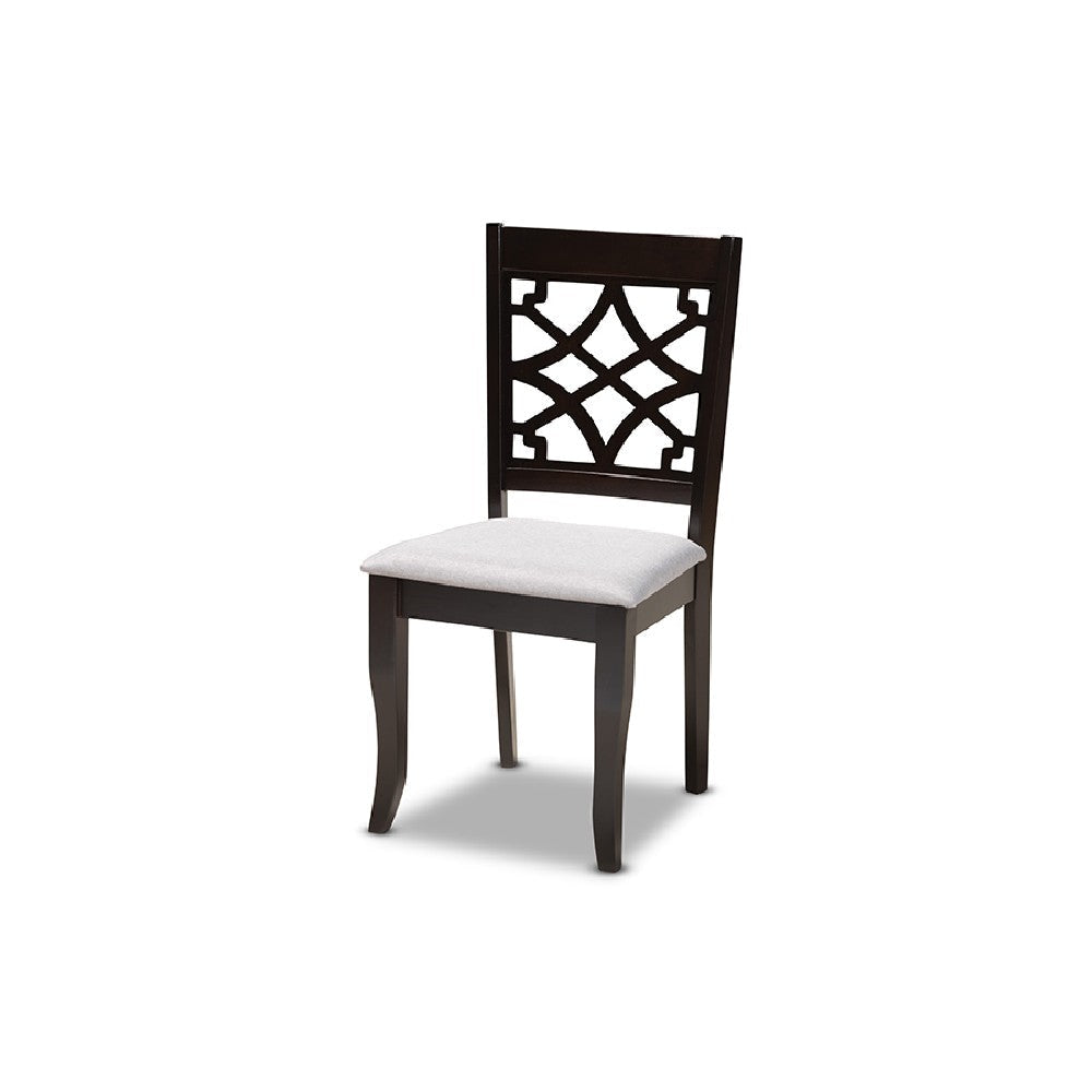 Baxton Studio Sandra Modern and Contemporary Grey Fabric Upholstered and Dark Brown Finished Wood 5-Piece Dining Set