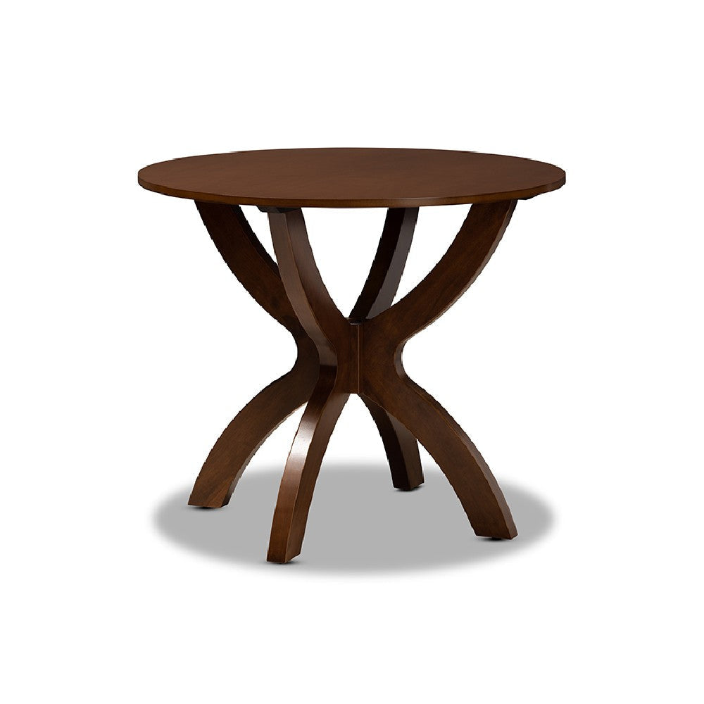 Baxton Studio Sandra Modern and Contemporary Grey Fabric Upholstered and Walnut Brown Finished Wood 5-Piece Dining Set