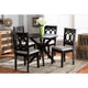 Baxton Studio Sanne Modern and Contemporary Grey Fabric Upholstered and Dark Brown Finished Wood 5-Piece Dining Set