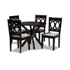 Baxton Studio Sanne Modern and Contemporary Grey Fabric Upholstered and Dark Brown Finished Wood 5-Piece Dining Set