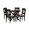 Baxton Studio Sanne Modern Beige Fabric and Espresso Brown Finished Wood 5-Piece Dining Set WHI-Sanne-Sand-Dark-Brown-5PC-Dining-Set