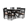 Baxton Studio Sanne Modern and Contemporary Sand Fabric Upholstered and Dark Brown Finished Wood 7-Piece Dining Set