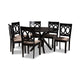 Baxton Studio Sanne Modern and Contemporary Sand Fabric Upholstered and Dark Brown Finished Wood 7-Piece Dining Set