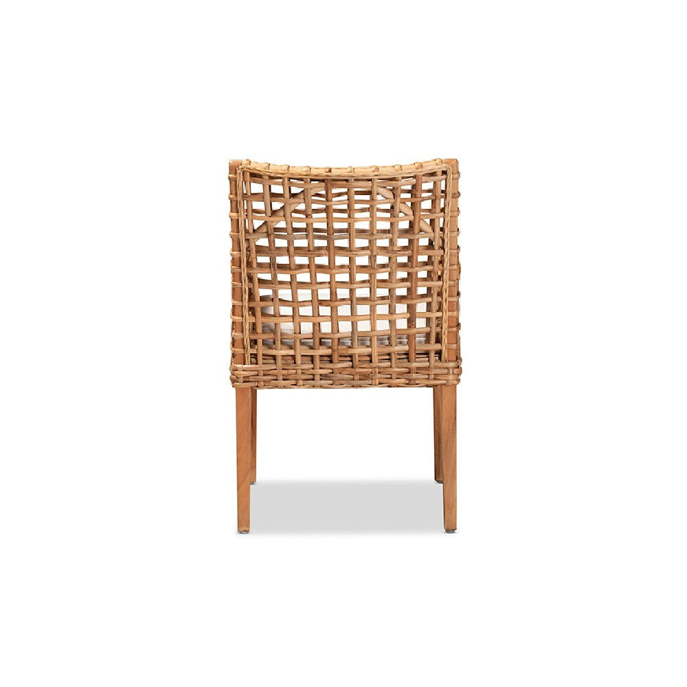 bali & pari Saoka Modern and Contemporary Natural Brown Finished Wood and Rattan Dining Chair WHI-Saoka-Natural-DC