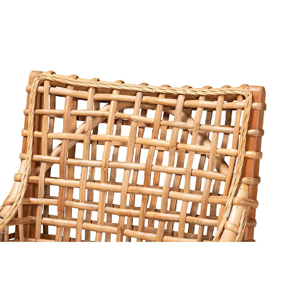 bali & pari Saoka Modern and Contemporary Natural Brown Finished Wood and Rattan Dining Chair WHI-Saoka-Natural-DC