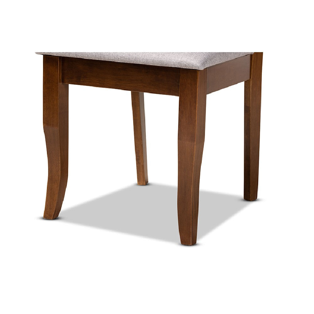 Baxton Studio Sari Modern and Contemporary Grey Fabric Upholstered and Walnut Brown Finished Wood 5-Piece Dining Set