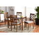 Baxton Studio Sari Modern and Contemporary Grey Fabric Upholstered and Walnut Brown Finished Wood 5-Piece Dining Set