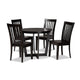 Baxton Studio Sasa Modern and Contemporary Dark Brown Finished Wood 5-Piece Dining Set WHI-Sasa-Dark-Brown-5PC-Dining-Set