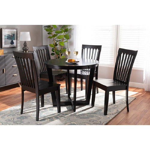 Baxton Studio Sasa Modern and Contemporary Dark Brown Finished Wood 5-Piece Dining Set