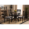 Baxton Studio Savina Modern and Contemporary Grey Fabric Upholstered and Dark Brown Finished Wood 5-Piece Dining Set