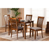 Baxton Studio Seda Modern and Contemporary Grey Fabric Upholstered and Walnut Brown Finished Wood 5-Piece Dining Set