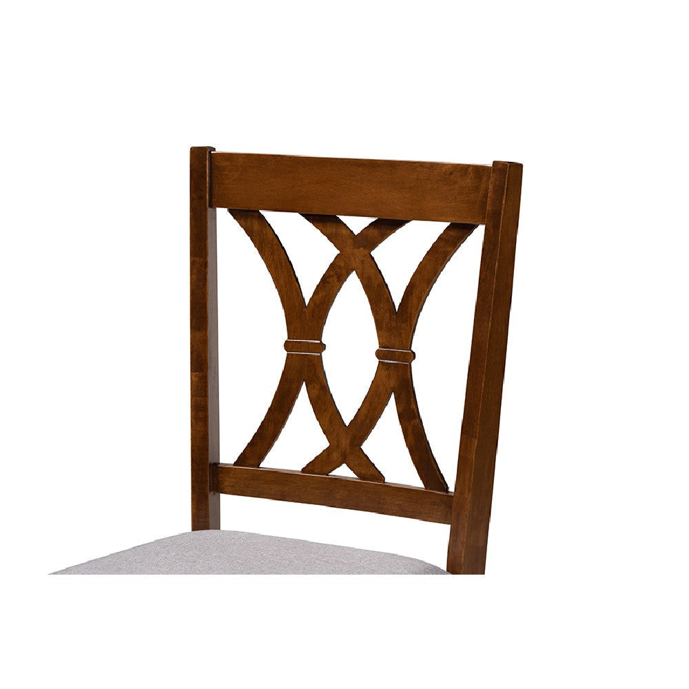 Baxton Studio Sefa Modern and Contemporary Grey Fabric Upholstered and Walnut Brown Finished Wood 5-Piece Dining Set