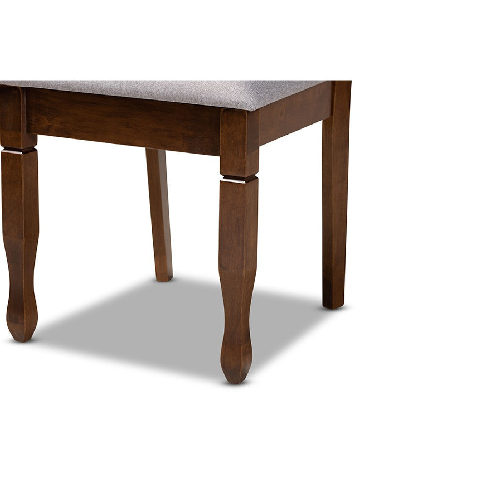 Baxton Studio Sefa Modern and Contemporary Grey Fabric Upholstered and Walnut Brown Finished Wood 5-Piece Dining Set